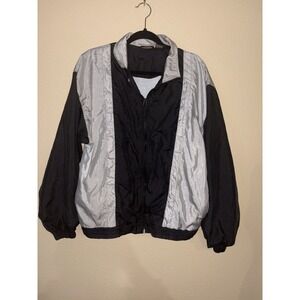 Vtg‎ Black Gray  Windbreaker Winner Sz M 90s Jacket Parachute READ